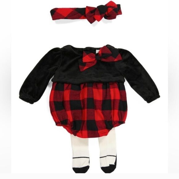 NWT Tommy Bahama Buffalo Check Baby Romper Set - Picture 1 of 3